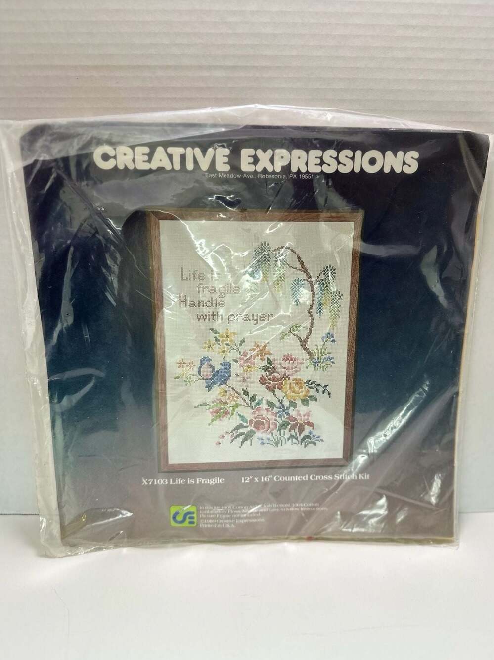 Vintage Creative Expressions Life is Fragile  Cross Stitch Kit 12x16 X7103